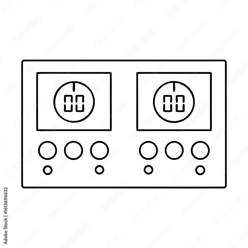 Poster interval timer split clock interface design with red green and blue elements