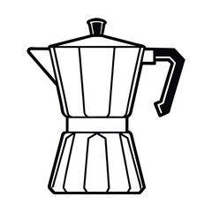 Clean outline vector illustration of a stovetop espresso maker
