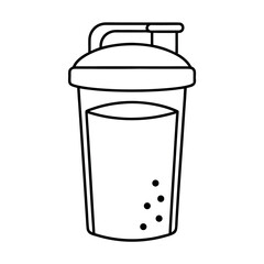 Protein Shaker Bottle Vector Design with Lid Fitness and Nutrition Concept