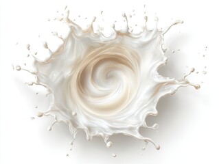 Dynamic Spiral Milk Splash on White Background