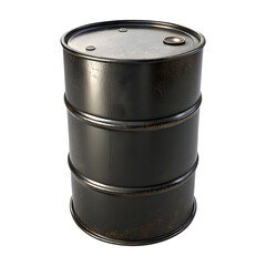 Black oil barrel container isolated on white or transparent background