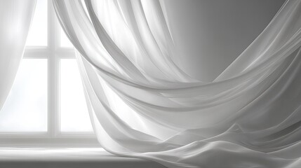 Light streaming through sheer drapes