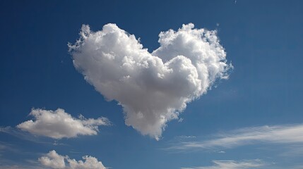 Heart-shaped cloud in a vibrant blue sky