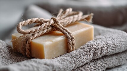 Natural soap on a towel