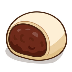 Daifuku mochi with red bean paste vector illustration