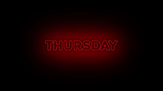 Neon lines Thursday text animation. 7 days a week name Thursday motion graphics. luxury text 4k video footage. glowing neon effect.