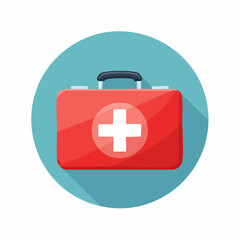 Obraz premium Red First Aid Kit with White Cross Illustration