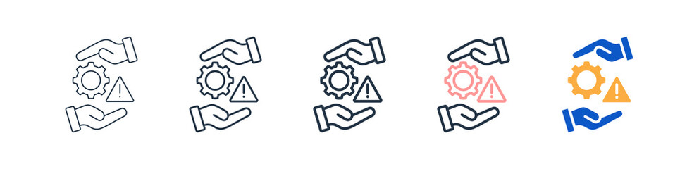 Risk Management Different Style Icons Set Vector Illustration. 