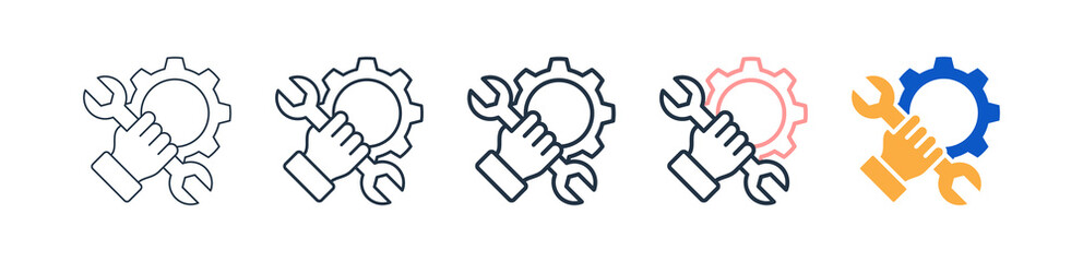 Repairing Different Style Icons Set Vector Illustration. 