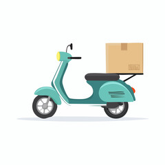 Obraz premium Teal Scooter Delivering Package, Fast and Reliable Delivery Service