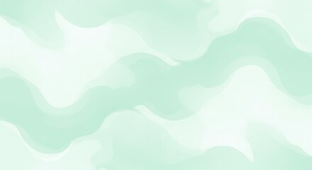 An abstract background featuring soft, flowing, wavy patterns in a calming pastel mint green and white color palette.