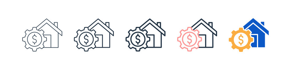 Asset Management Different Style Icons Set Vector Illustration. 