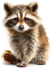 Obraz premium raccoon, animal, mammal, ferret, wildlife, isolated, white background, nature, wild, fur, polecat, pet, front view, isolated on white, racoon, white, one animal, animals, red panda, brown, vertebrate,