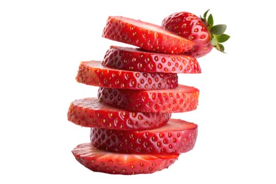 Strawberry slices stack vertical red fresh juicy PNG Image