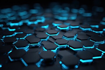 Obraz premium Abstract hexagonal pattern with glowing blue accents (2)
