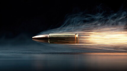 Bullet in Motion: A high-speed capture of a speeding bullet, streaks of light emphasizing motion, creating a powerful and dynamic visual that encapsulates speed and energy.