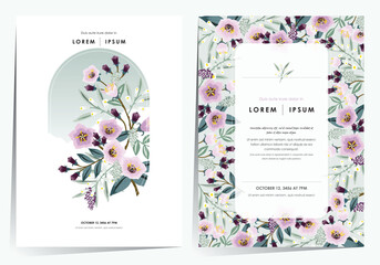 Vector Illustration Template Set of Summer Flowers in Cool and Fresh Colors 	