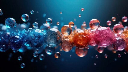 Translucent Spheres Floating In Blue bubbles orange
