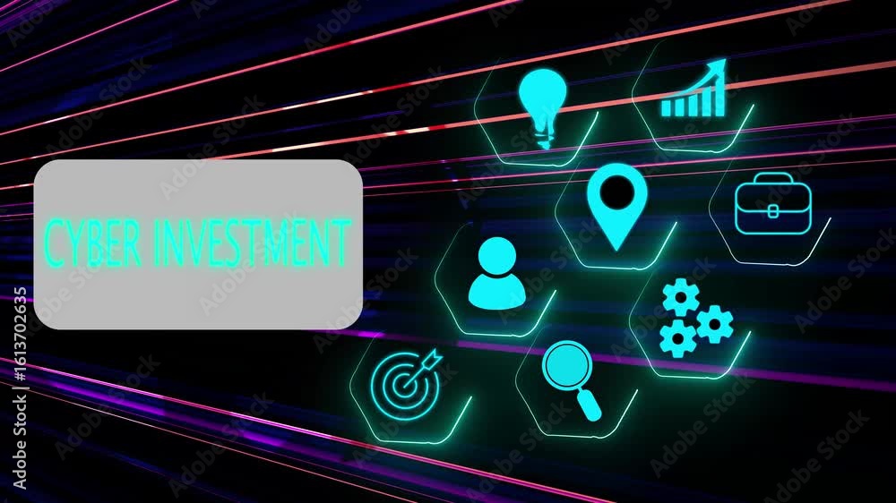 Poster cyber investment security data analytic digital economy finance future futuristic innovation interfa