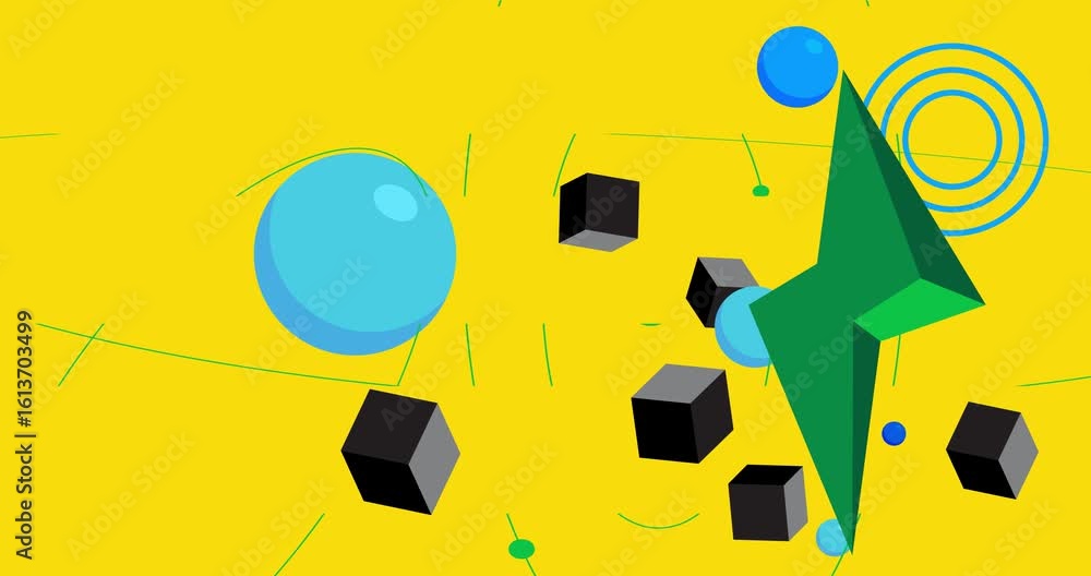 Poster geometrical graphic retro theme background animation with place for text. minimal geometric elements