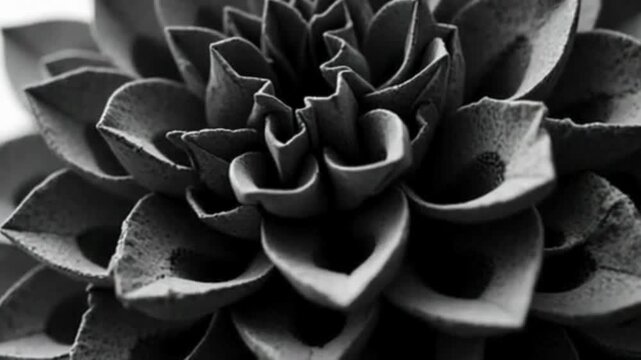 Black and White Differential Growth Pattern with Origami Fractal Structure and Hard Edges