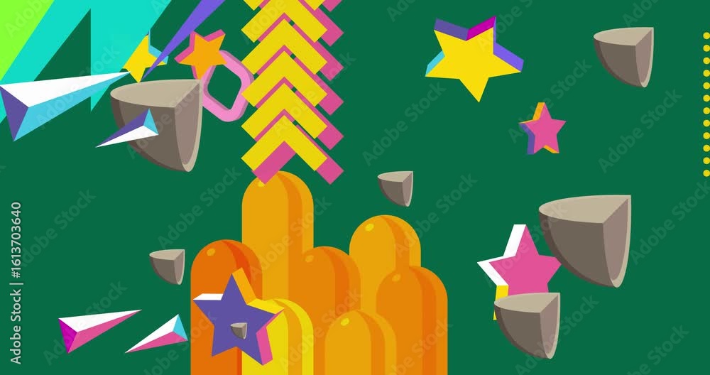 Aufkleber geometrical graphic retro theme background animation with place for text. minimal geometric elements