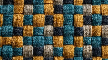 Colorful Geometric Woven Textile Close-Up