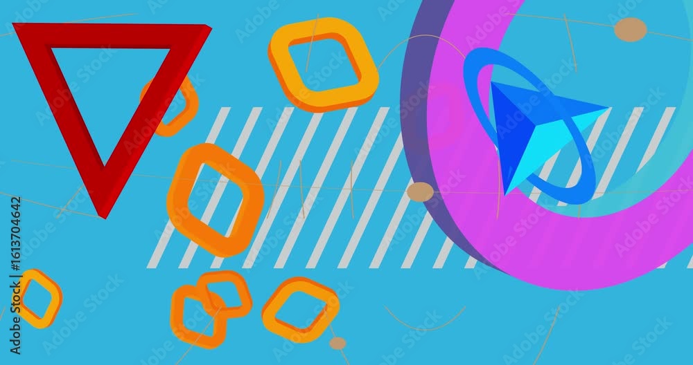 Poster geometrical graphic retro theme background animation with place for text. minimal geometric elements
