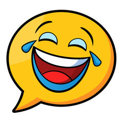 Fototapeta premium Laughing Emoji Speech Bubble with Tears of Joy, Vibrant Vector PNG Illustration