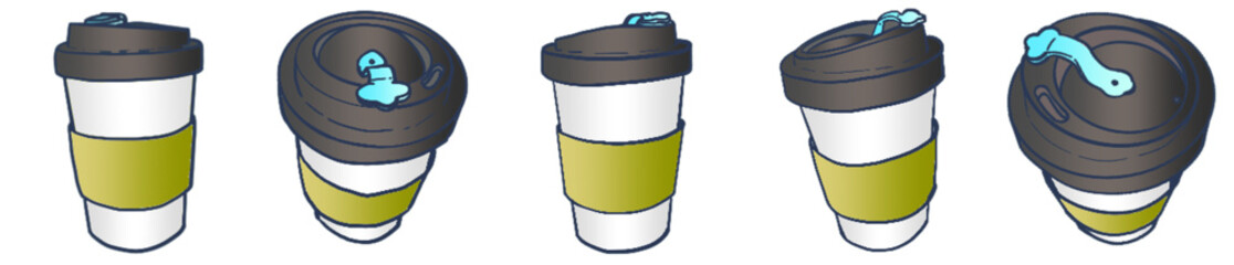 Warm Coffee Cup with Swirl Steam in Minimal Hand-drawn Style – Scientific and Cozy Aesthetic for Morning Vibes