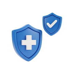 Fototapeta premium Medical shield PNG single with floating checkmark symbol