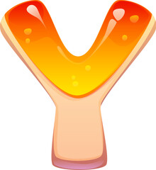 Candy font, sweet dessert type, cartoon cookie or bakery pastry confectionery, vector typeface. Dessert font and English alphabet of sweet biscuit with jelly marmalade, letter Y for sweet pastry type