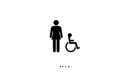 Icon depicting woman assisting child in wheelchair on white background