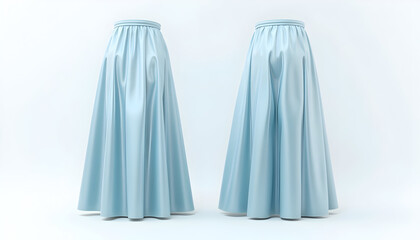 Floating Fabric Sculptures Soft Blue Textile on White Background