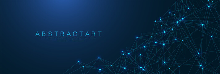Plakat Global network connection concept. Big data visualization. Social network communication in the global computer networks. Internet technology. Business. Science. Vector illustration