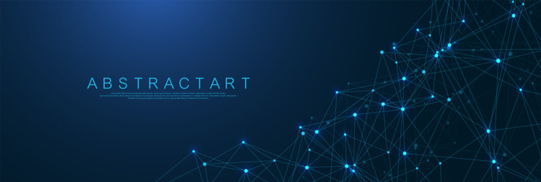 Global network connection concept. Big data visualization. Social network communication in the global computer networks. Internet technology. Business. Science. Vector illustration