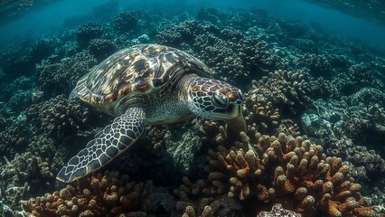 sea turtle swimming in the sea