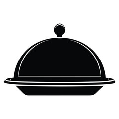 Clean vector silhouette of a classic butter dish with a transparent dome lid perfect for food presentation graphics