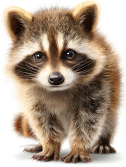 raccoon, animal, mammal, ferret, wildlife, white background, nature, wild, isolated, fur, animals, polecat, racoon, isolated on white, front view, pet, brown, white, standing, one animal, young, wild 