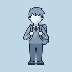 Student Boy Wearing Backpack Standing Ready for School Vector Illustration