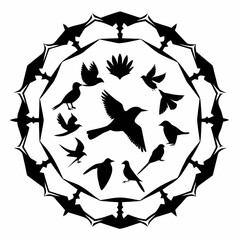 black and white abstract background with birds
