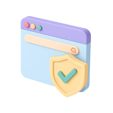 3d render of secure web browser icon with padlock symbol internet safety concept isolated on transparent background
