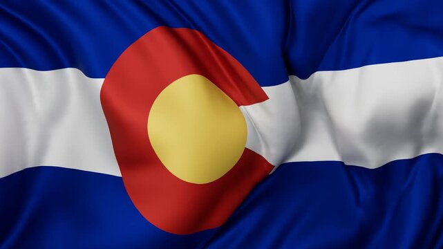 Colorado US state flag swaying in the wind, looped endless cycled video, completely full screen covers flag background