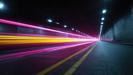 Neon tunnel lights streaks
