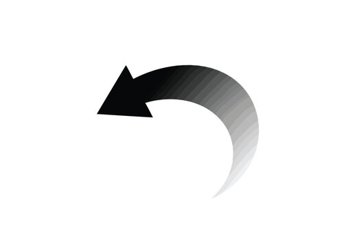 Vector art of curved arrow pointing left isolated on white background