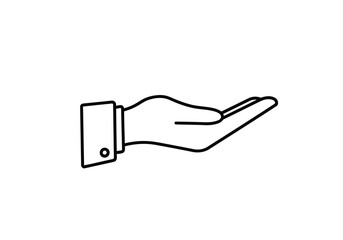 Fototapeta premium Vector art of open hand offering something isolated on white background