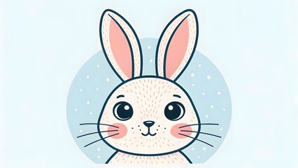 Cute Cartoon Rabbit with Big Ears in a Soft Pastel Background