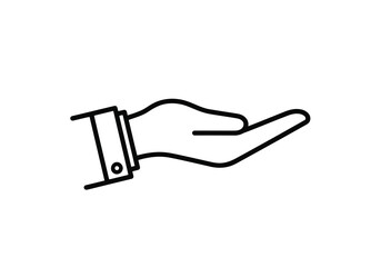 Fototapeta premium Vector art of open hand offering something, isolated on white background