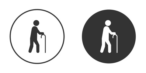 Walking stick icon in solid black flat shape glyph icons.