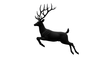 Isolated Black Silhouette of a Leaping Deer